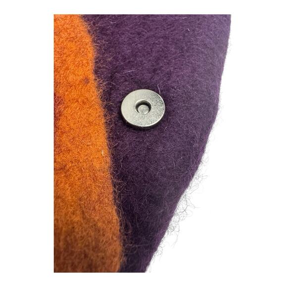 RISING TIDE Purple Hand Stitch Round Wool Felt Ball Bag Boho Artsy Hippie Nepal - Picture 6 of 14